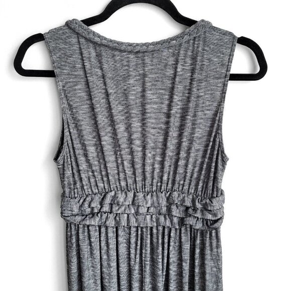 Max Studio Gray Braided Trim V-Neck Sleeveless Greek Goddess Maxi Dress - Picture 6 of 8